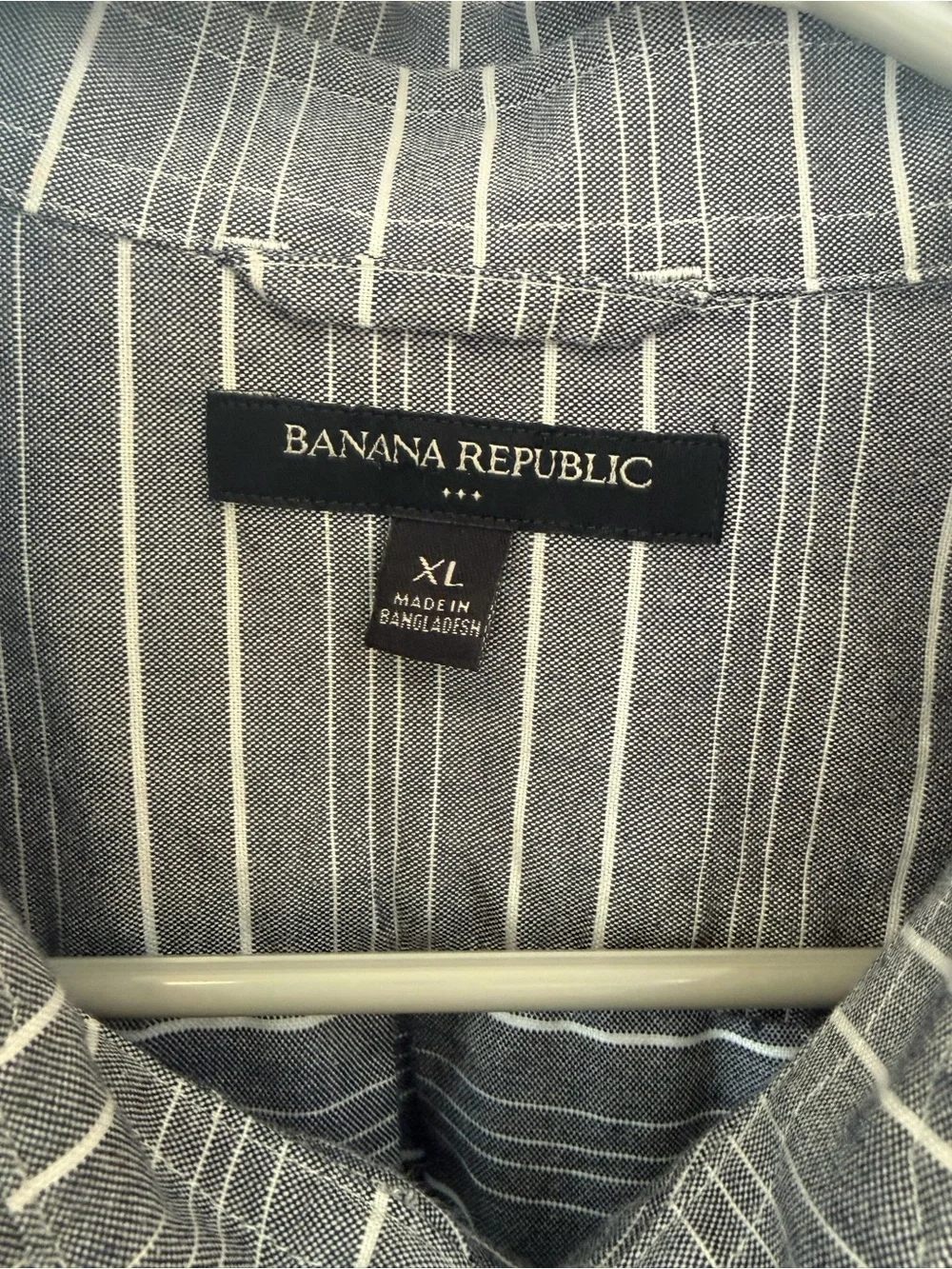 Banana Republic Gray White Striped Long-Sleeve Button Up Dress Shirt XL